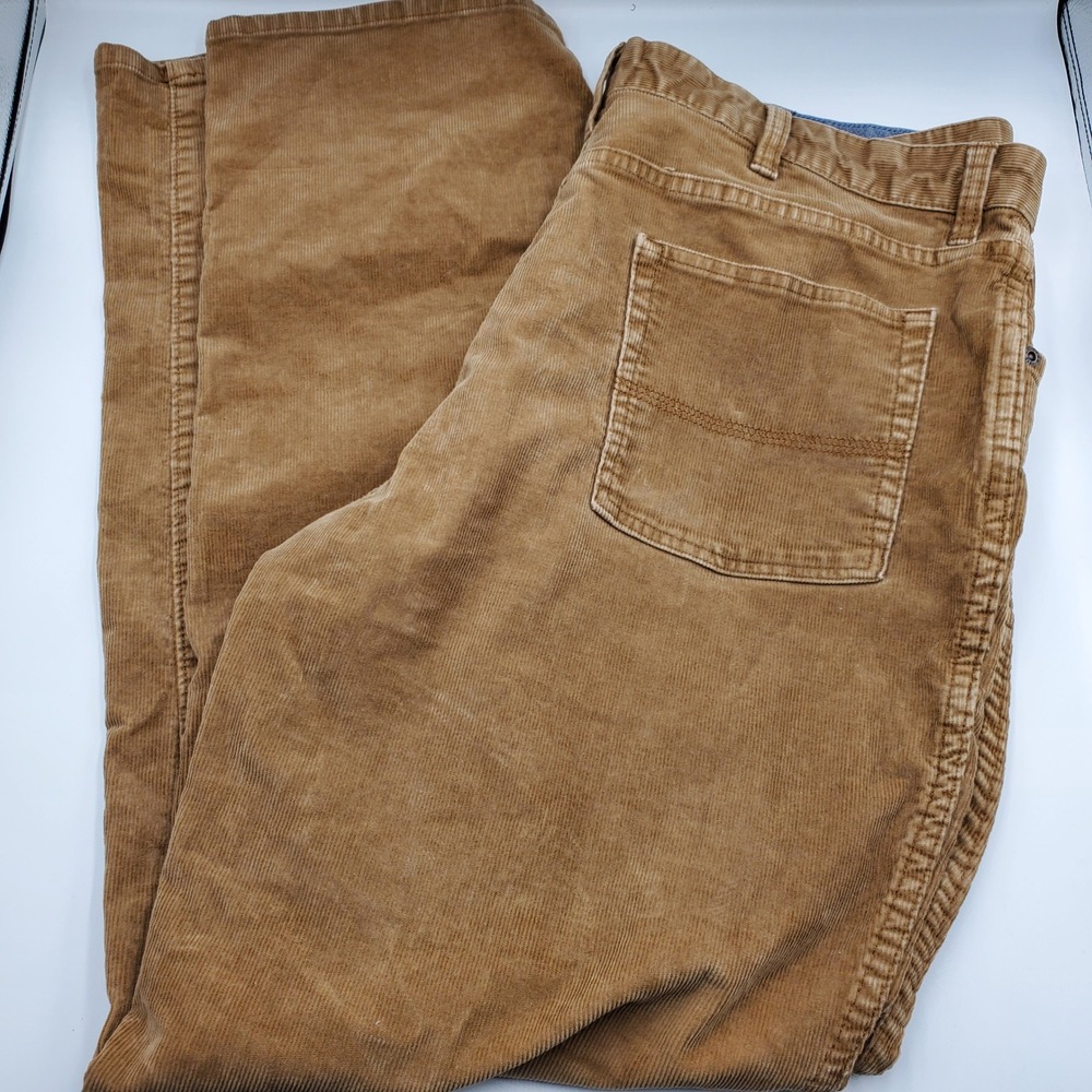 LL Bean Natural Fit Corduroy Pants Mens 38W 30.5 in seam Tan Cotton Blend